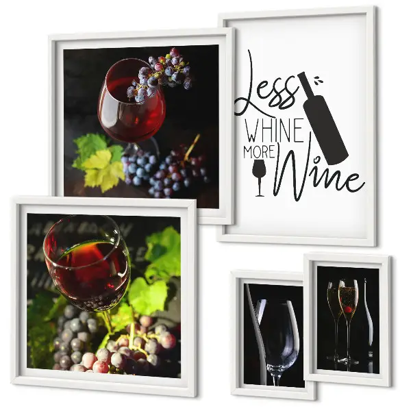 Framed photo set Stylish wine and accessories