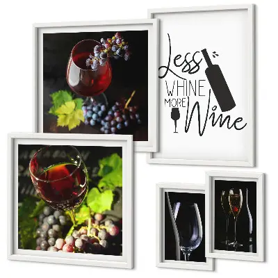 Framed photo set Stylish wine and accessories