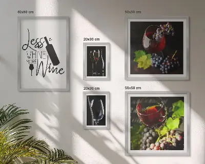Framed photo set Stylish wine and accessories