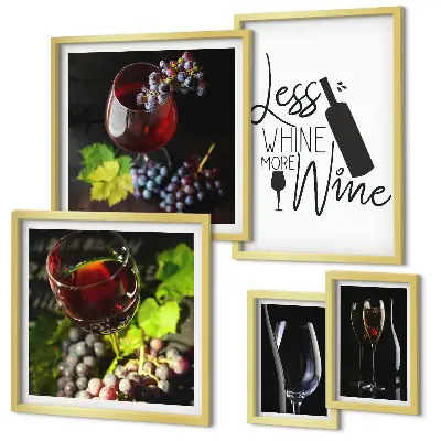 Framed photo set Stylish wine and accessories