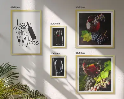 Framed photo set Stylish wine and accessories