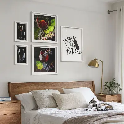 Framed photo set Stylish wine and accessories