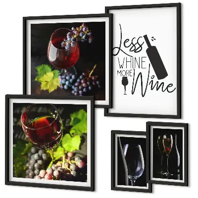 Framed photo set Stylish wine and accessories