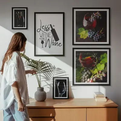 Framed photo set Stylish wine and accessories