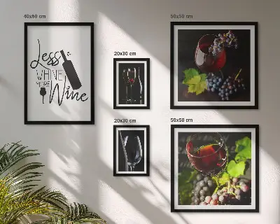 Framed photo set Stylish wine and accessories