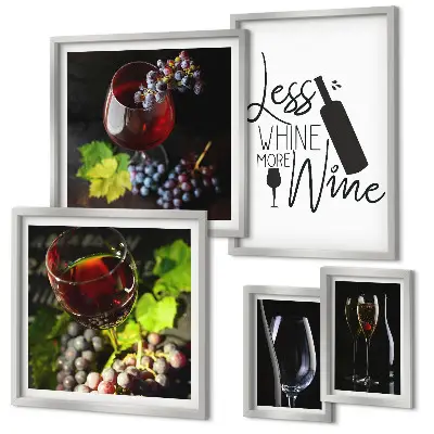 Framed photo set Stylish wine and accessories