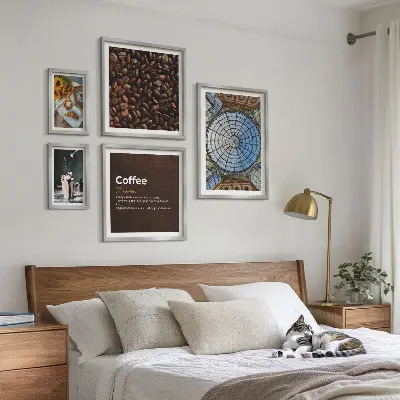 Set of 5 wall art pieces Coffee sweets rustic style