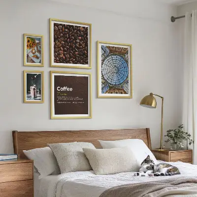 Set of 5 wall art pieces Coffee sweets rustic style