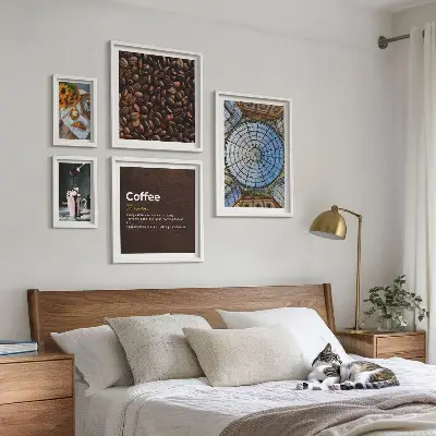 Set of 5 wall art pieces Coffee sweets rustic style