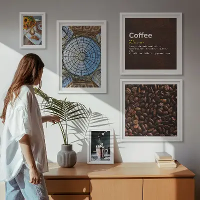 Set of 5 wall art pieces Coffee sweets rustic style