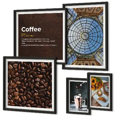 Set of 5 wall art pieces Coffee sweets rustic style