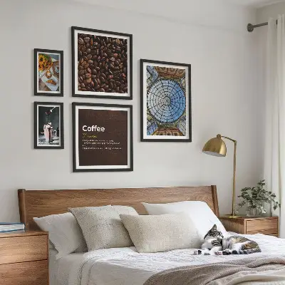 Set of 5 wall art pieces rustic coffee and sweets theme