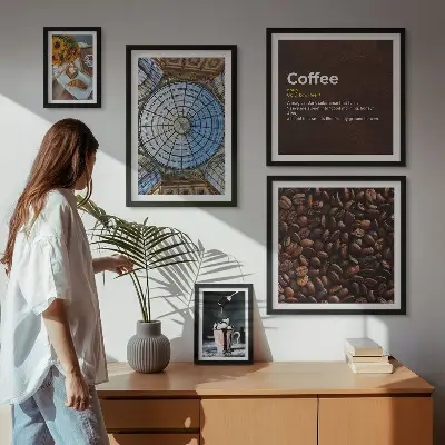 Set of 5 wall art pieces rustic coffee and sweets theme