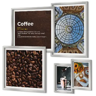 Set of 5 wall art pieces rustic coffee and sweets theme