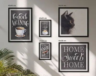 Framed photo set Coffee cat positive slogans