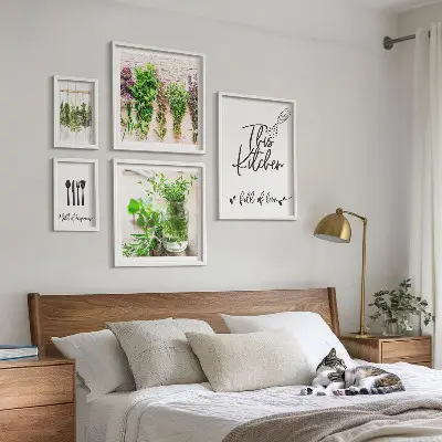 Kitchen herbs and cooking wall art set of 5 pieces