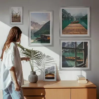 Mountain landscapes with lakes wall art set of 5 pieces