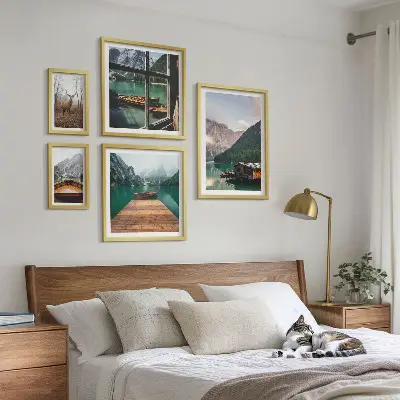 Mountain landscapes with lakes wall art set of 5 pieces