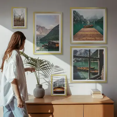 Mountain landscapes with lakes wall art set of 5 pieces