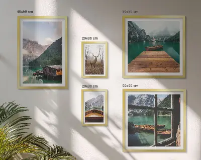 Set of 5 wall art pieces Mountain landscapes with lakes
