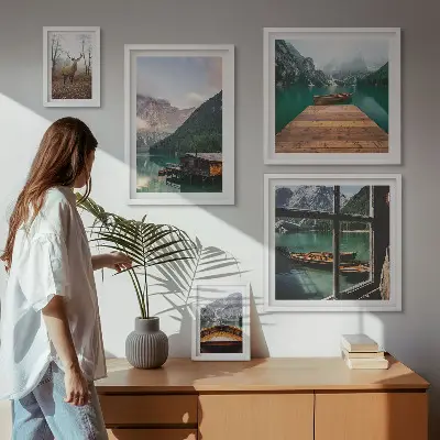 Mountain landscapes with lakes wall art set of 5 pieces
