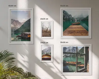 Set of 5 wall art pieces Mountain landscapes with lakes