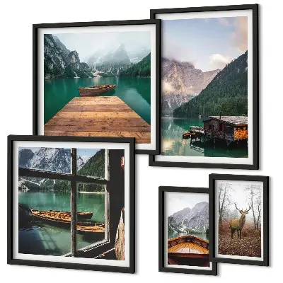 Mountain landscapes with lakes wall art set of 5 pieces