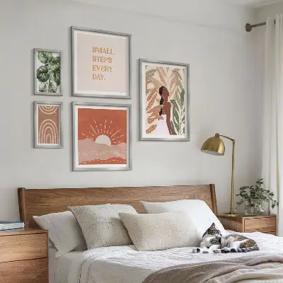 Framed photo set Boho style plant motif