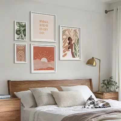 Framed photo set Boho style plant motif