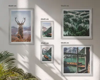Set of 5 wall art pieces Nature wild animals mountains
