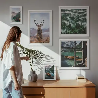 Set of 5 wall art pieces Nature wild animals mountains