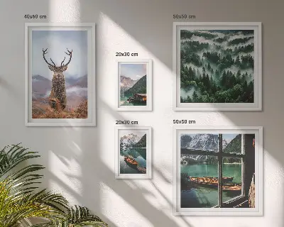Set of 5 wall art pieces Nature wild animals mountains