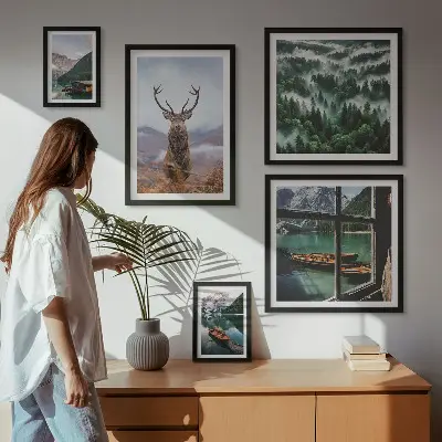 Set of 5 wall art pieces Nature wild animals mountains