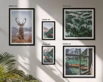 Set of 5 wall art pieces Nature wild animals mountains