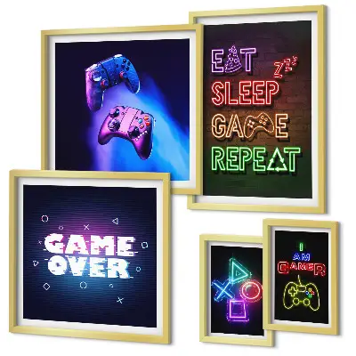 Gallery wall Neon computer game themes