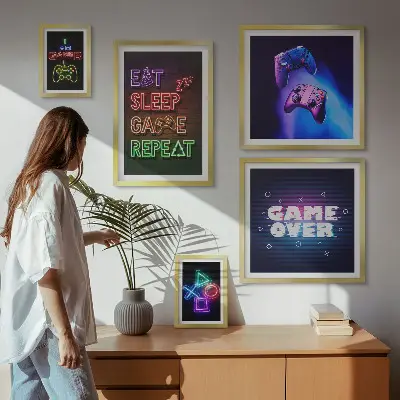 Gallery wall Neon computer game themes