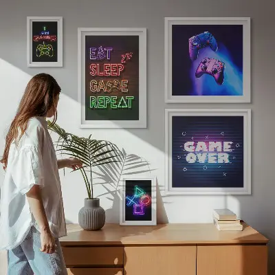 Gallery wall Neon computer game themes