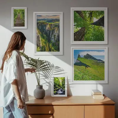 Framed photo set Green landscapes nature paths