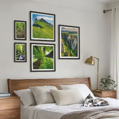 Framed photo set green nature landscapes with paths