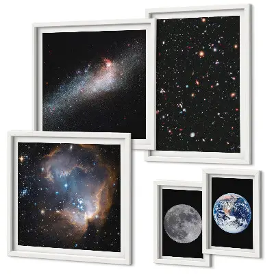 Set of 5 wall art pieces Cosmic landscapes of the galaxy