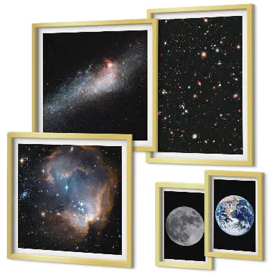 Cosmic landscapes of the galaxy wall art set of 5 pieces