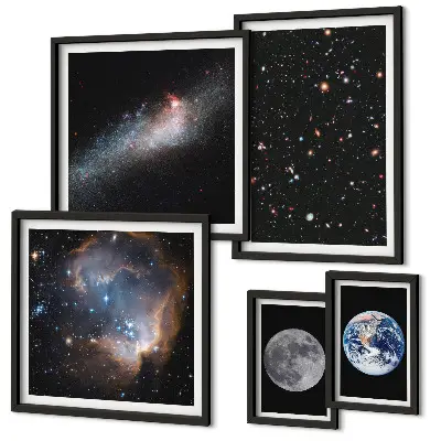Cosmic landscapes of the galaxy wall art set of 5 pieces