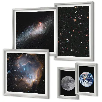 Set of 5 wall art pieces Cosmic landscapes of the galaxy