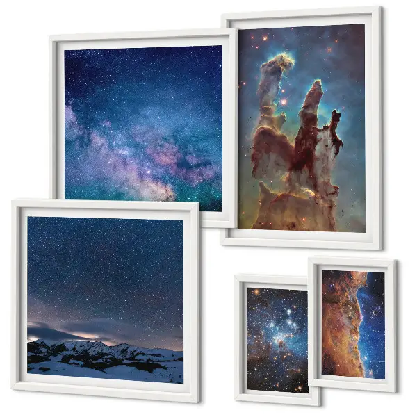 Gallery wall Cosmic landscapes of galaxies