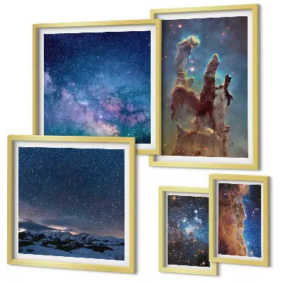 Gallery wall Cosmic landscapes of galaxies