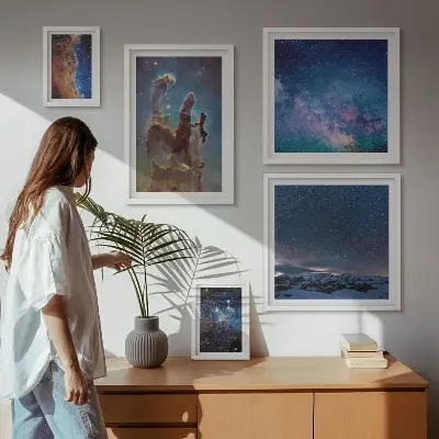 Cosmic galaxies landscape gallery wall art set cosmic galaxies theme