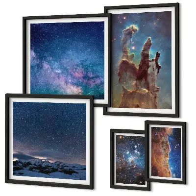 Cosmic galaxies landscape gallery wall art set cosmic galaxies theme