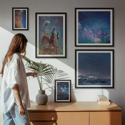 Cosmic galaxies landscape gallery wall art set cosmic galaxies theme