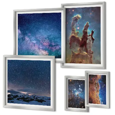 Cosmic galaxies landscape gallery wall art set cosmic galaxies theme