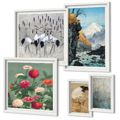 Framed photo set Landscapes of nature with flowers